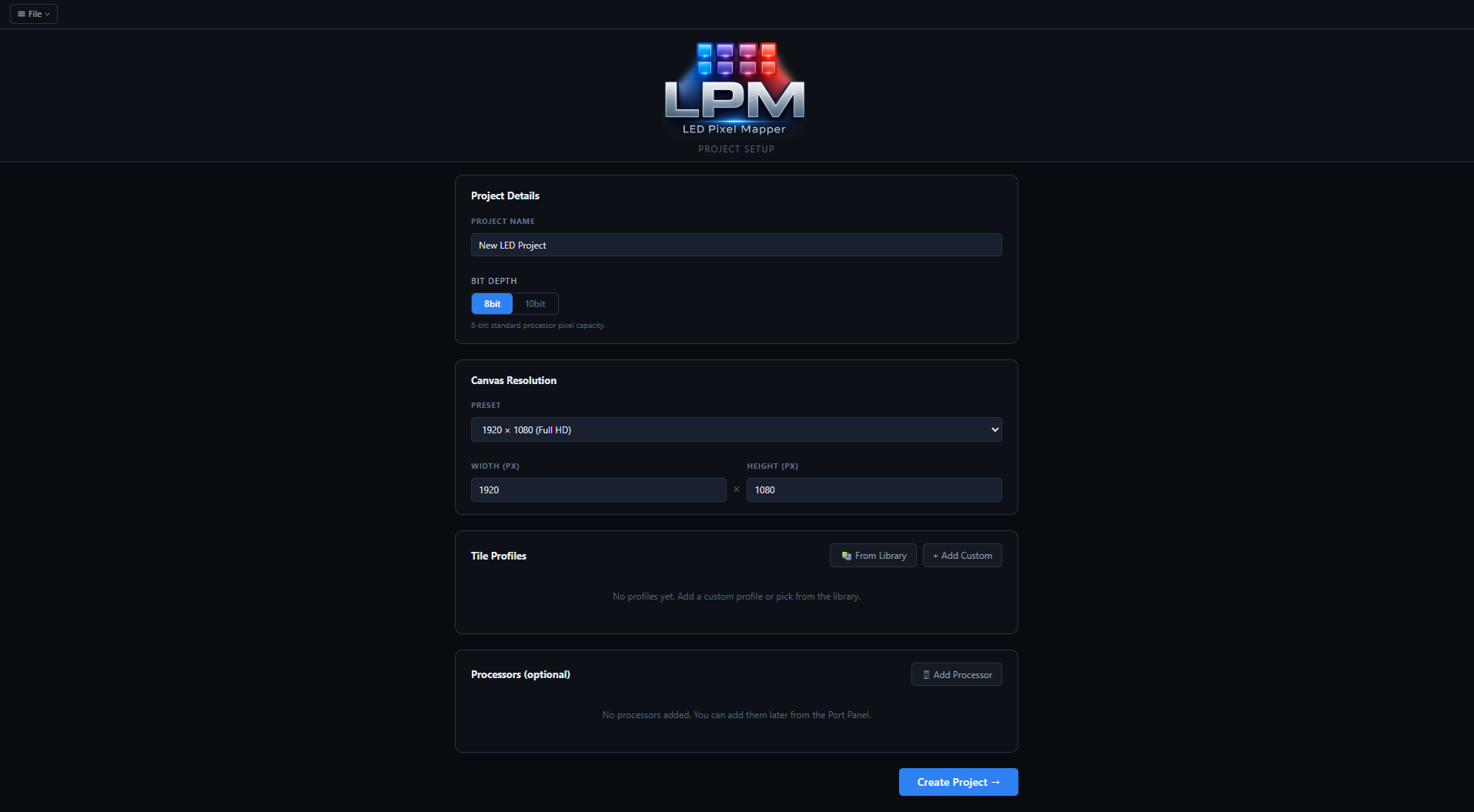 LED Pixel Mapper interface showing a multi-wall LED project